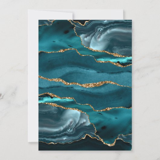 Chic Blauwgroen Blue Gold Agate Geode Baby shower (Achterkant)