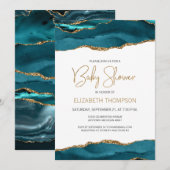 Chic Blauwgroen Blue Gold Agate Geode Baby shower (Voorkant / Achterkant)