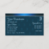 Chic Blauwgroen Blue met Initialen Pattern Profess Visitekaartje (Achterkant)