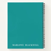 Chic Blauwgroen Blue Monogram Silver Glitter Notitieboek (Achterkant)