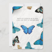 Chic Blauwgroen Blue Painted Butterfly Engagement  Kaart (Achterkant)