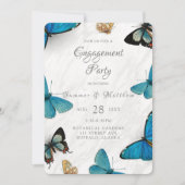 Chic Blauwgroen Blue Painted Butterfly Engagement  Kaart (Voorkant)
