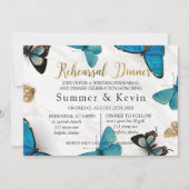 Chic Blauwgroen Blue Painted Butterfly repesal Din Kaart (Voorkant)