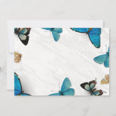Chic Blauwgroen Blue Painted Butterfly repesal Din Kaart (Achterkant)