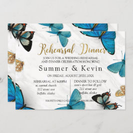 Chic Blauwgroen Blue Painted Butterfly repesal Din Kaart