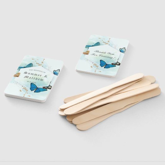 Chic Blauwgroen Blue Painted Butterfly Weduwschap  Handwaaier (Niet-gemonteerd)