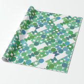 Chic Blauwgroen Blue Shamrock Green Circles Art Pa Cadeaupapier (Uitgerold)
