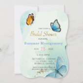 Chic Blauwgroen Blue Waterverf Butterfly Vrijgezel Kaart (Voorkant)