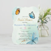 Chic Blauwgroen Blue Waterverf Butterfly Vrijgezel Kaart (Staand voorkant)