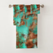 Chic Blauwgroen Copper Boho Bad Handdoek (Insitu)