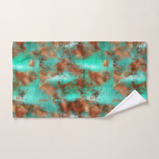 Chic Blauwgroen Copper Boho Bad Handdoek (Handdoek)