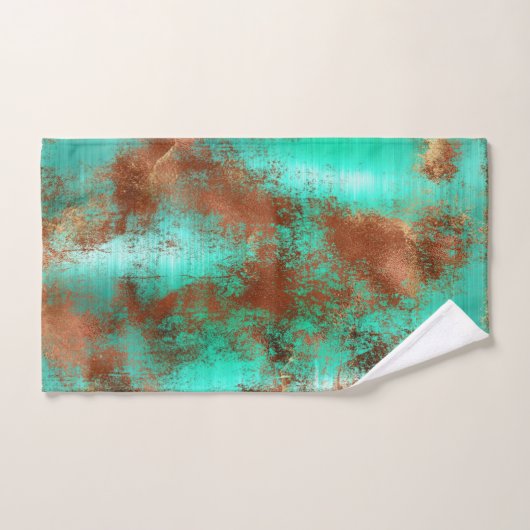 Chic Blauwgroen Copper Boho Handdoek (Handdoek)
