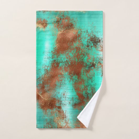 Chic Blauwgroen Copper Boho Handdoek (Handdoek)