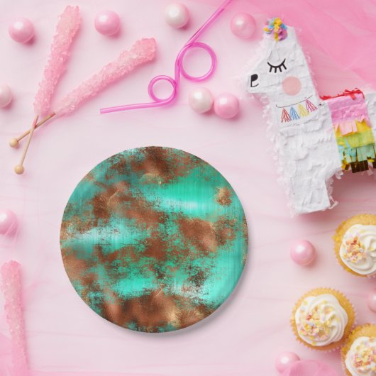 Chic Blauwgroen Copper Boho Papieren Bordje (Feest)