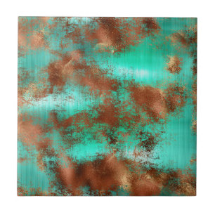 Chic Blauwgroen Copper Boho Tegeltje