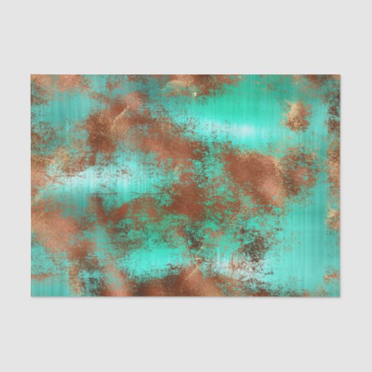 Chic Blauwgroen Copper Boho Tissuepapier (Voorkant)