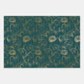 Chic Blauwgroen en Gold Inpakpapier Vel (Voorkant 2)