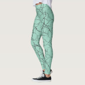 Chic Blauwgroen en zwart breukpatroon Leggings (Links)