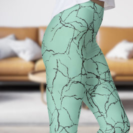Chic Blauwgroen en zwart breukpatroon Leggings
