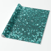 Chic Blauwgroen Faux Glitter Cadeaupapier (Uitgerold)