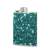 Chic Blauwgroen Faux Glitter Heupfles (Links)