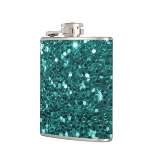 Chic Blauwgroen Faux Glitter Heupfles