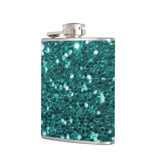 Chic Blauwgroen Faux Glitter Heupfles (Links)