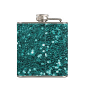 Chic Blauwgroen Faux Glitter Heupfles (Achterkant)