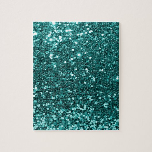 Chic Blauwgroen Faux Glitter Legpuzzel (Verticaal)