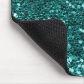 Chic Blauwgroen Faux Glitter Muismat (Hoek)