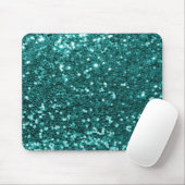 Chic Blauwgroen Faux Glitter Muismat (Met muis)