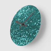 Chic Blauwgroen Faux Glitter Ronde Klok (Hoek)