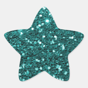Chic Blauwgroen Faux Glitter Ster Sticker