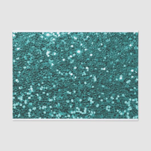 Chic Blauwgroen Faux Glitter Tissuepapier (Voorkant)