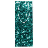 Chic Blauwgroen Faux Glitter Wijn Cadeautas (Achterkant)