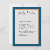 Chic Blauwgroen Foto script Afstuderen Hartelijk d Kaart (Achterkant)