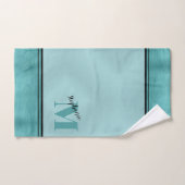 Chic Blauwgroen geborsteld metaal monogrammed Eleg Bad Handdoek (Handdoek)