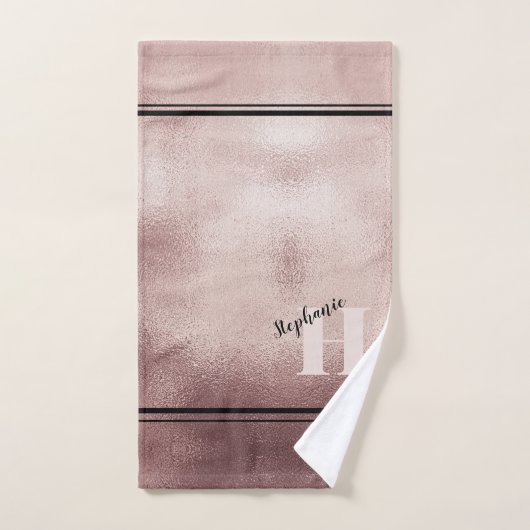 Chic Blauwgroen geborsteld metaal Monogrammed Eleg Bad Handdoek (Handdoek)