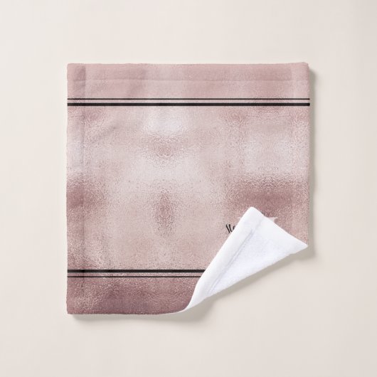 Chic Blauwgroen geborsteld metaal Monogrammed Eleg Bad Handdoek (Wasdoekje)