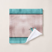 Chic Blauwgroen geborsteld metaal Monogrammed Eleg Bad Handdoek (Wasdoekje)