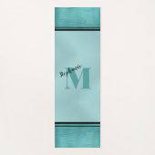 Chic Blauwgroen geborsteld metaal monogrammed Eleg Yogamat (Voorkant)