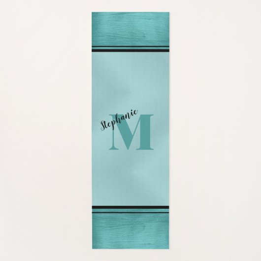Chic Blauwgroen geborsteld metaal monogrammed Eleg Yogamat (Voorkant)