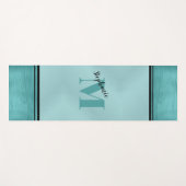 Chic Blauwgroen geborsteld metaal monogrammed Eleg Yogamat (Voorkant (horizontaal))