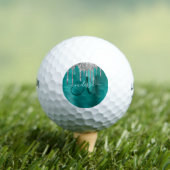 Chic Blauwgroen geborsteld Metaal Silver Glitter D Golfballen (Insitu Shirt)