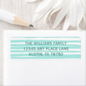 Chic Blauwgroen Gestreept Strandhuis Retouradres Etiket (Insitu)