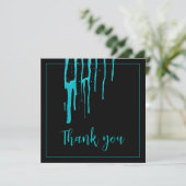 Chic Blauwgroen Glitter Drips Sweet 16 Birthday Bedankkaart (Staand voorkant)