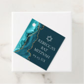 Chic Blauwgroen Gold Agate Bat Mitzvah Party Bedankjes Labels (In situ)