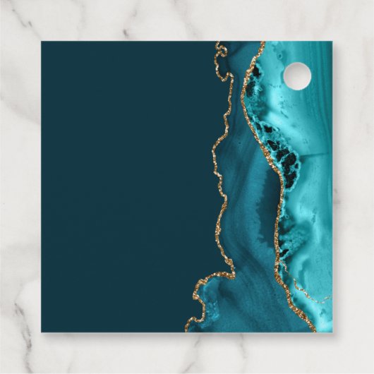 Chic Blauwgroen Gold Agate Bat Mitzvah Party Bedankjes Labels (Achterkant)