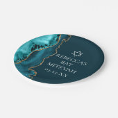 Chic Blauwgroen Gold Agate Bat Mitzvah Party Papieren Bordje (Gekanteld)