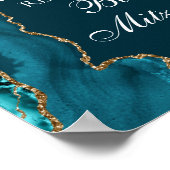 Chic Blauwgroen Gold Agate Bat Mitzvah Party Welko Poster (Hoek)